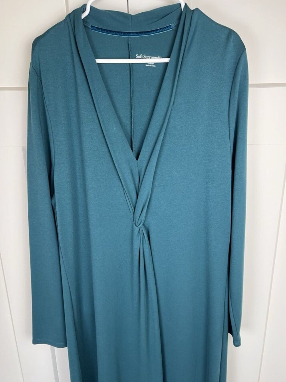 Soft Surroundings Lagia Maxi Dress XL Teal Twist Front Long Sleeve NWT $120 - Picture 5 of 12